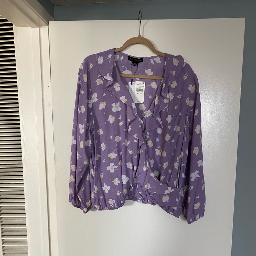 Sanctuary faux wrap blouse NWT XXL
